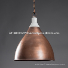 Lampes suspendues de cuivre vintage industrielles